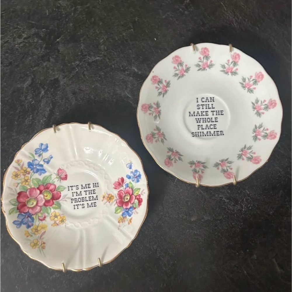 Floral Decorative Plates with Taylor Swift lyrics